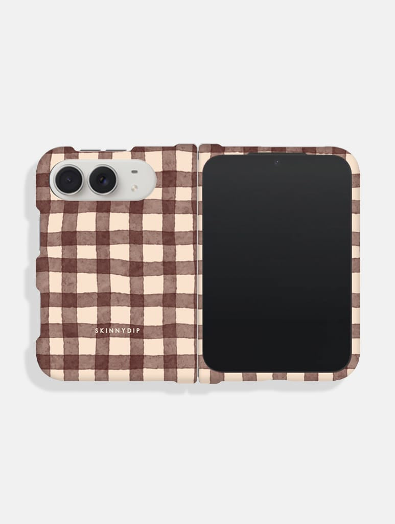 Brown Gingham Impact Resistant iPhone Duo Case Phone Cases Skinnydip London