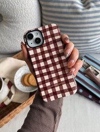 Brown Gingham Ultra Protective iPhone Case Phone Cases Skinnydip London