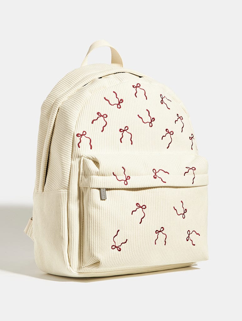 Burgandy Bow Embroidered Backpack Backpacks Skinnydip London