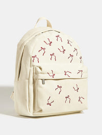 Burgandy Bow Embroidered Backpack Backpacks Skinnydip London