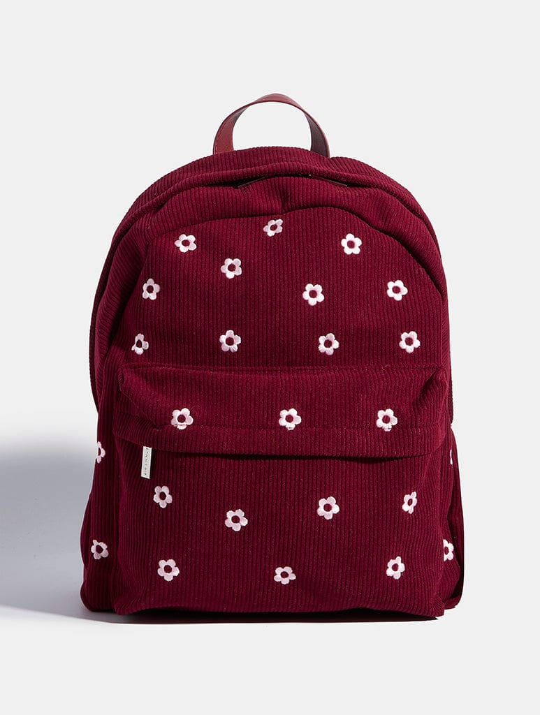 Burgandy Ditsy Flower Embroidered Backpack Backpacks Skinnydip London