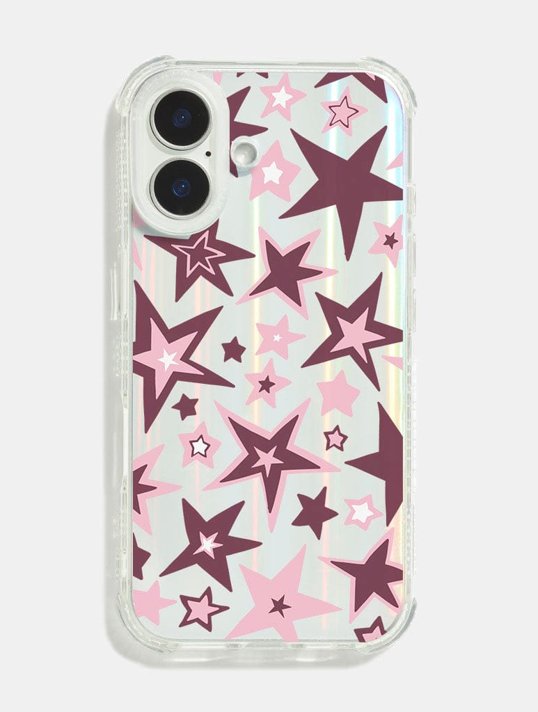 Burgundy And Baby Pink Stars Shock iPhone Case Phone Cases Skinnydip London