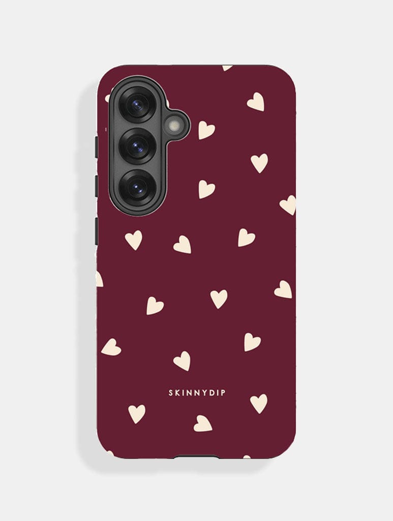 Burgundy And Cream Ditsy Hearts Ultra Protective Samsung Case Phone Cases Skinnydip London