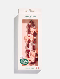 Burgundy Bows Beaded Strap Phone Grips Skinnydip London