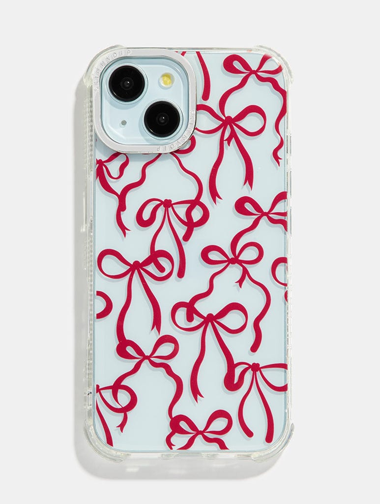 Burgundy Bows Shock iPhone Case Phone Cases Skinnydip London