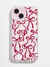 Burgundy Bows Shock iPhone Case Phone Cases Skinnydip London