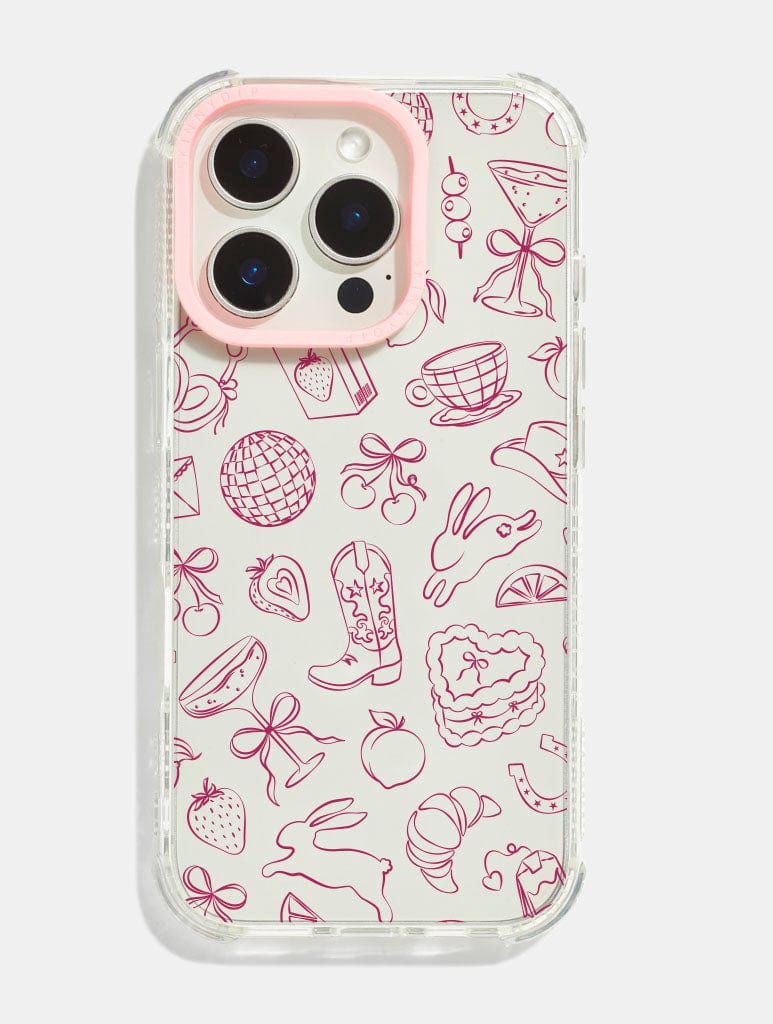 Burgundy Coquette Doodle Shock iPhone Case Phone Cases Skinnydip London