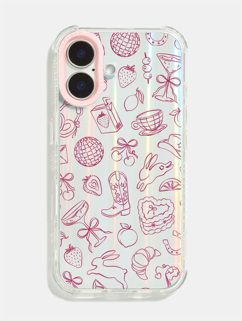 Burgundy Coquette Doodle Shock iPhone Case Phone Cases Skinnydip London