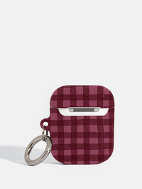 Burgundy Gingham AirPods Case AirPods Cases Skinnydip London