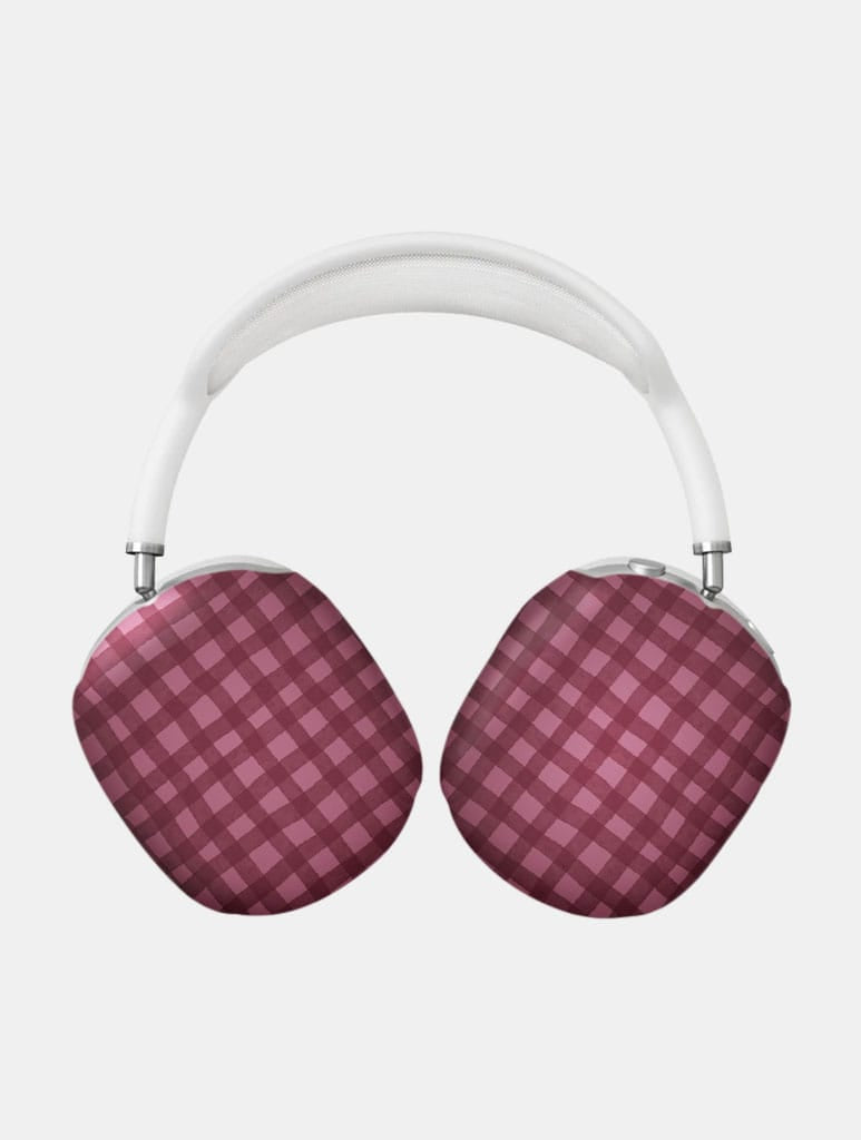 Burgundy Gingham AirPods Max Case in Matte AirPods Cases Skinnydip London