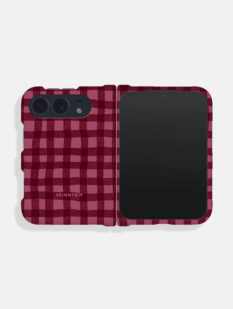 Burgundy Gingham Impact Resistant iPhone Duo Case Phone Cases Skinnydip London