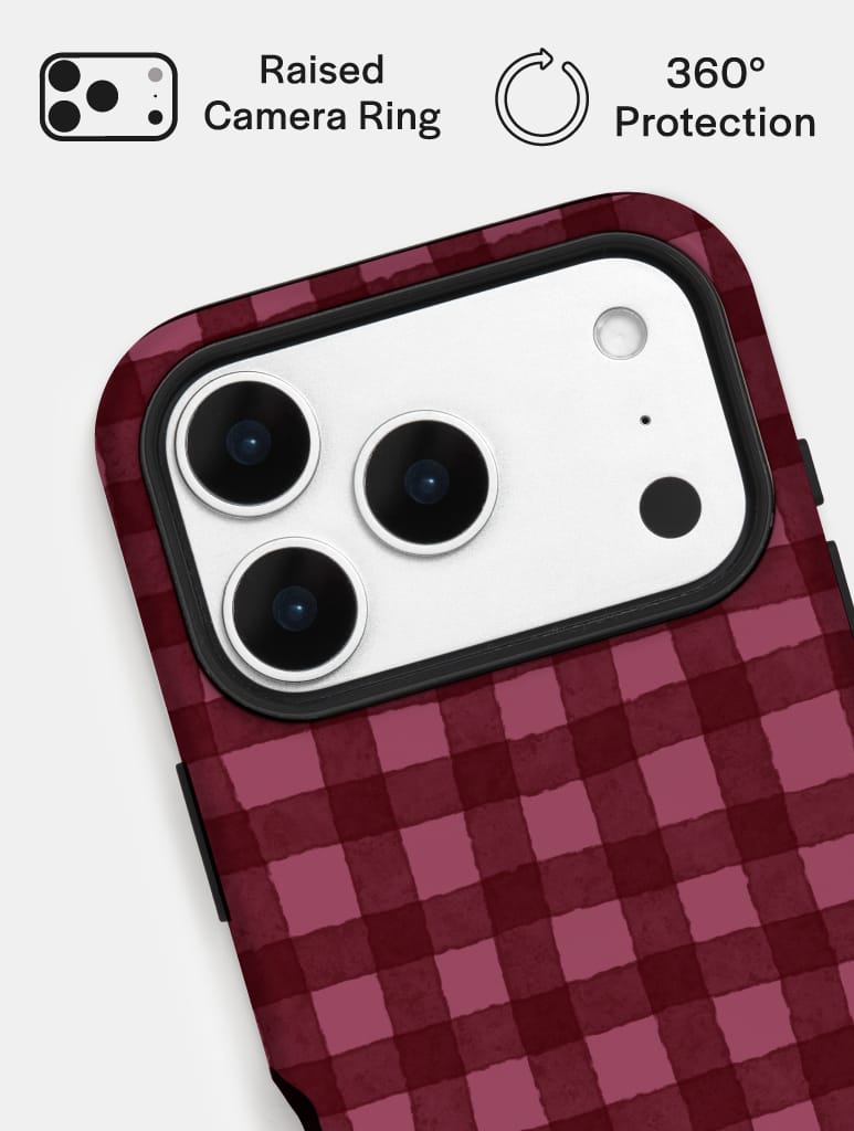 Burgundy Gingham Ultra Protective iPhone Case Phone Cases Skinnydip London