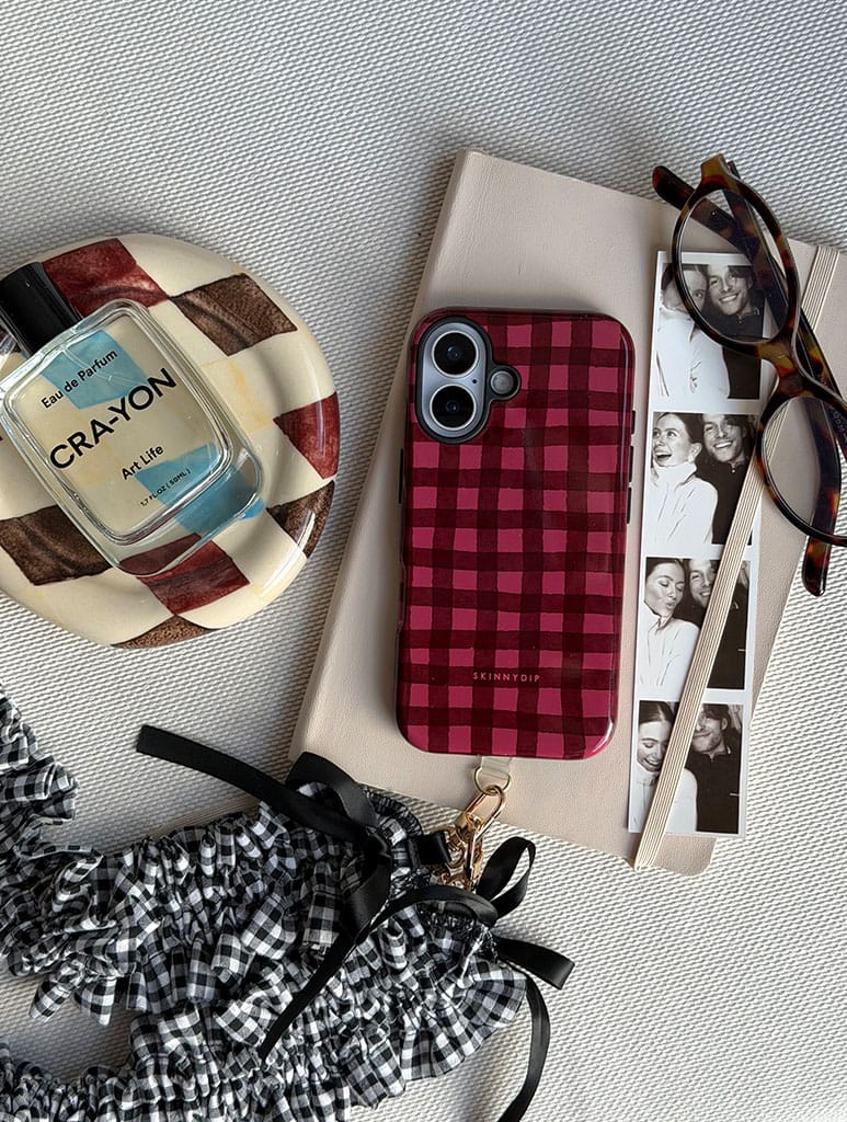 Burgundy Gingham Ultra Protective iPhone Case Phone Cases Skinnydip London