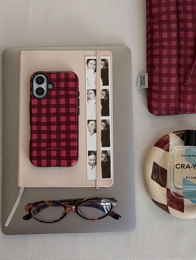 Burgundy Gingham Ultra Protective iPhone Case Phone Cases Skinnydip London