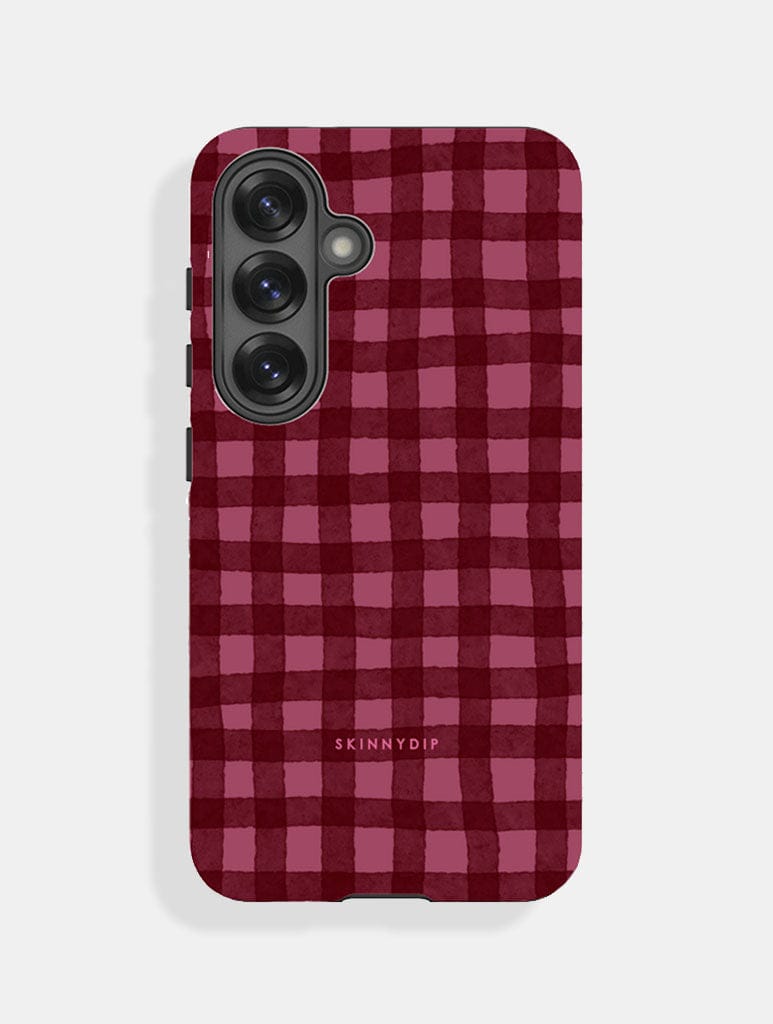 Burgundy Gingham Ultra Protective Samsung Case Phone Cases Skinnydip London
