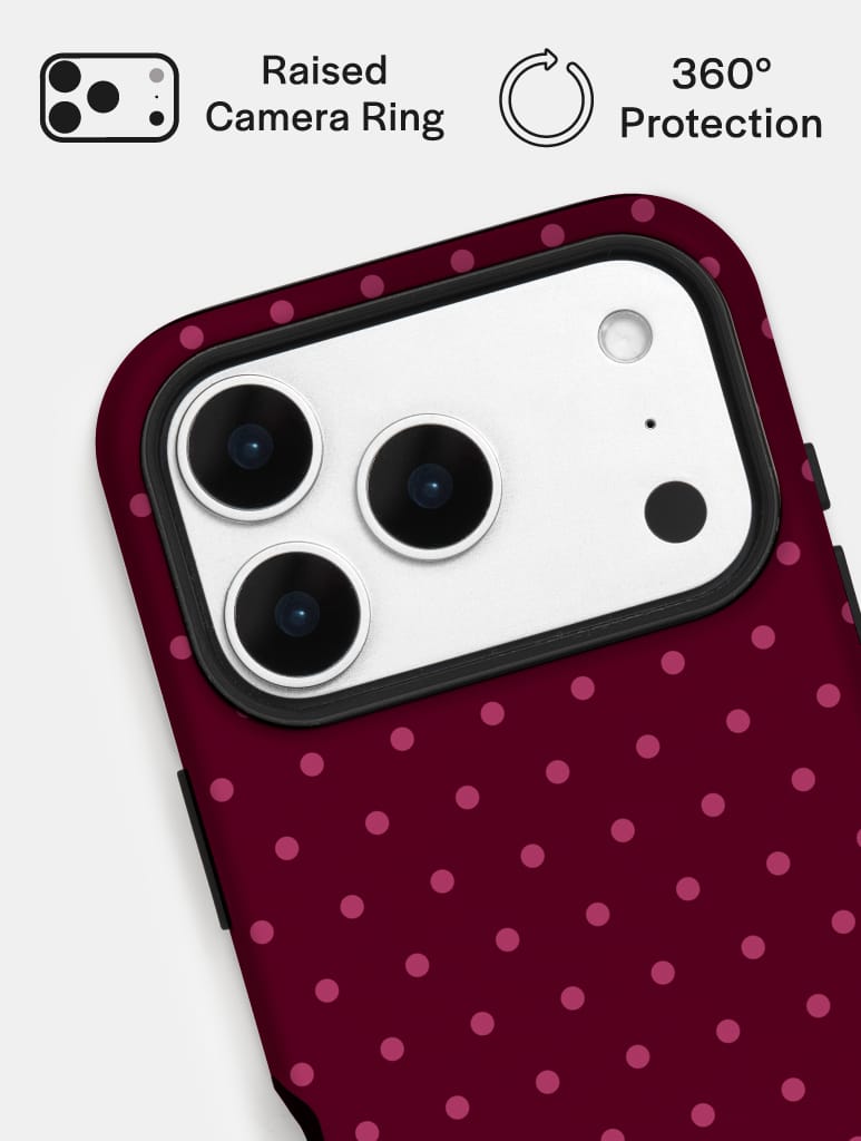 Burgundy Mini Dots Ultra Protective iPhone Case Phone Cases Skinnydip London