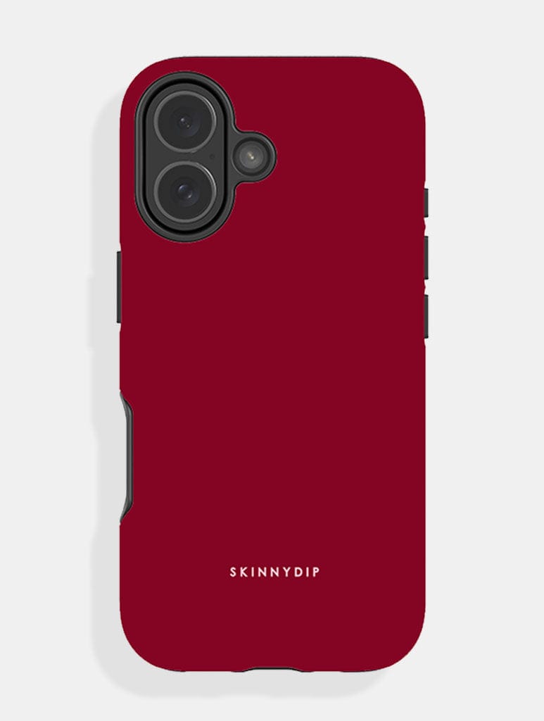 Burgundy with Pink Solid Colour Ultra Protective iPhone Case Phone Cases Skinnydip London