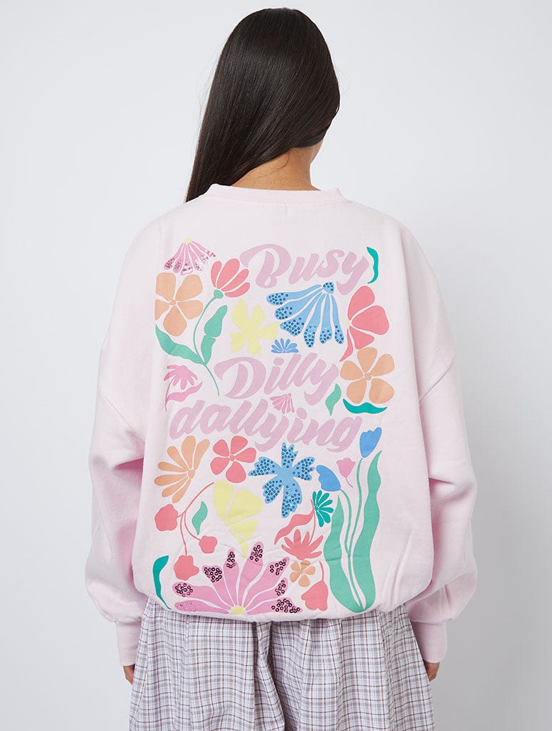 Busy Dilly Dallying Pink Sweatshirt Hoodies & Sweatshirts Skinnydip London