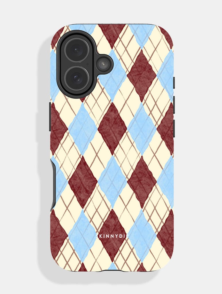 Butter, Blue and Brown Argle Check Ultra Protective iPhone Case Phone Cases Skinnydip London