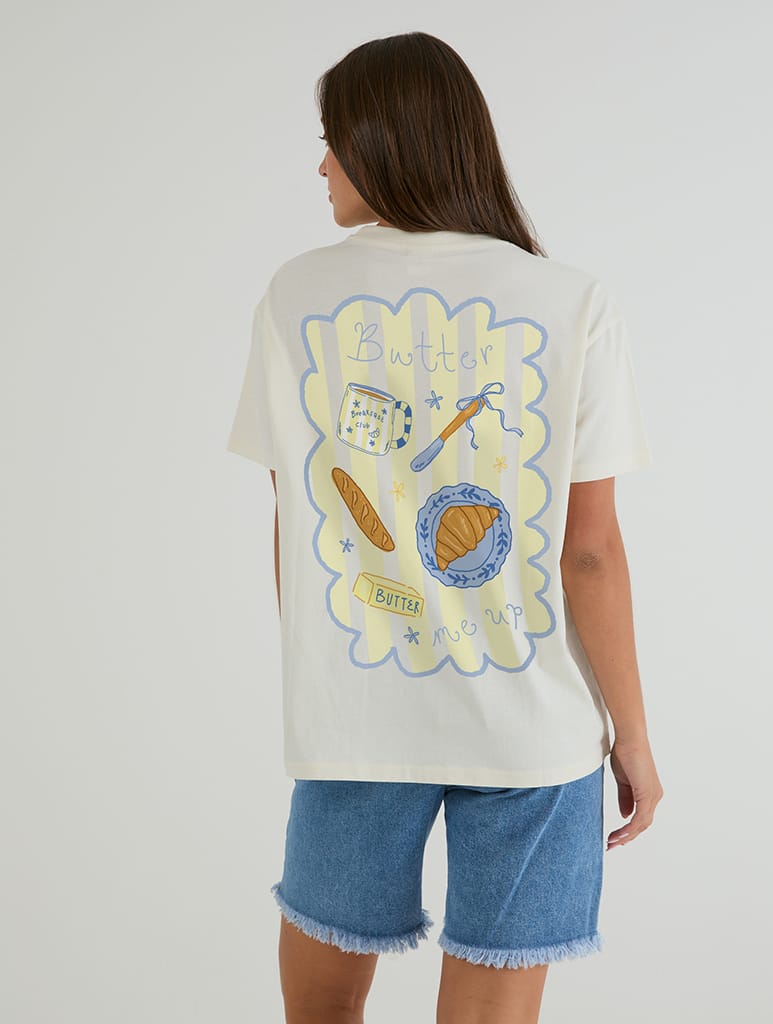 Butter Me Up T-Shirt In White Tops & T-Shirts Skinnydip London