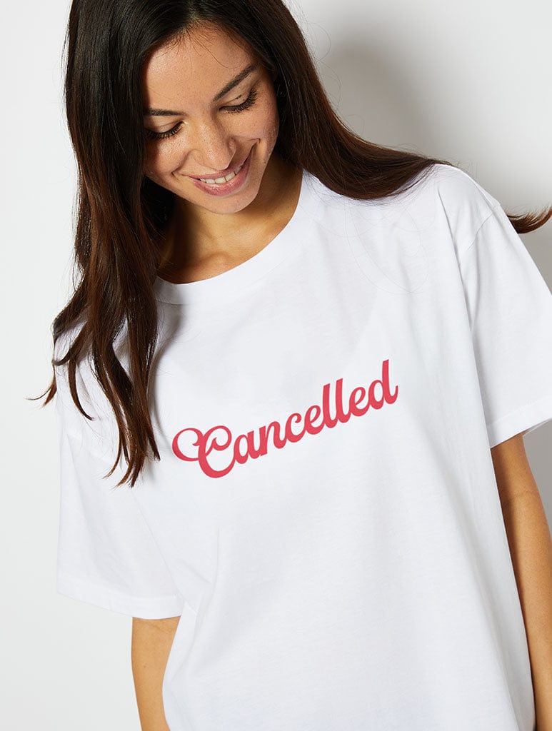 Cancelled T-Shirt In White Tops & T-Shirts Skinnydip London
