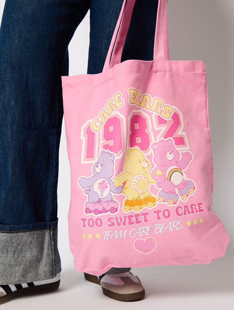 Care Bears Varsity Pink Tote Bag Printed Tote Bags Skinnydip London