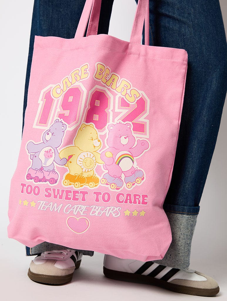 Care Bears Varsity Pink Tote Bag Printed Tote Bags Skinnydip London
