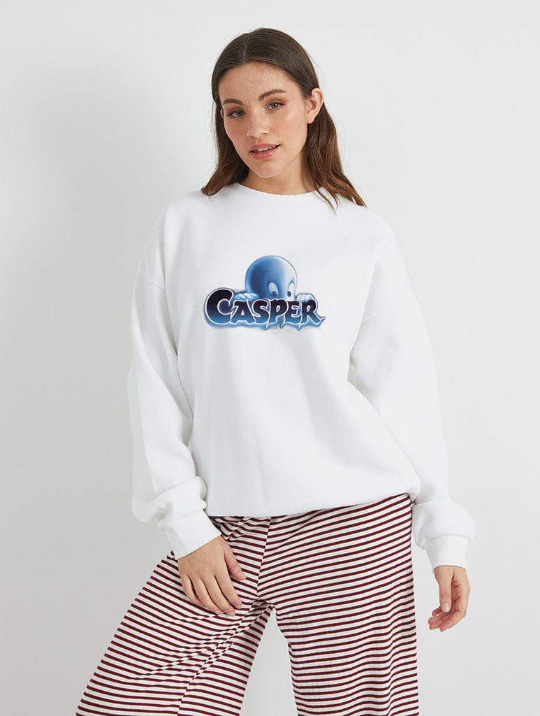 Casper x Skinnydip Logo Sweatshirt In White Hoodies & Sweatshirts Skinnydip London