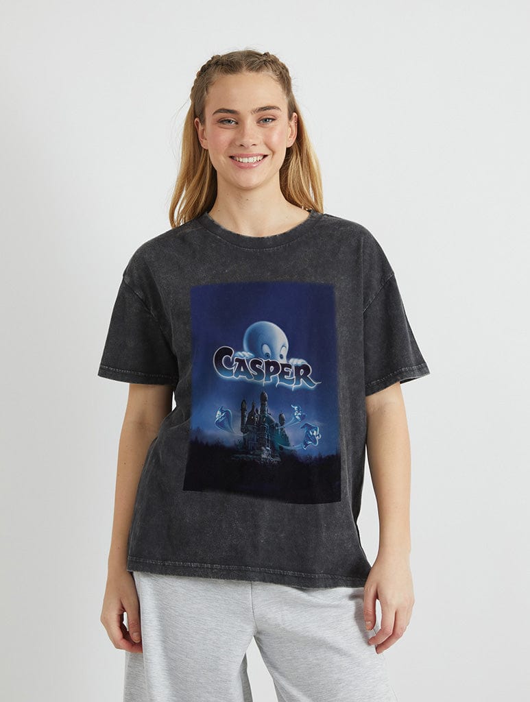 Casper x Skinnydip Movie Poster T-shirt In Acid Wash Tops & T-Shirts Skinnydip London