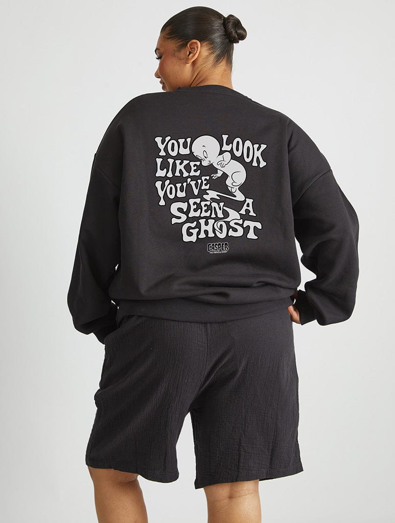 Casper x Skinnydip You Look Like You've Seen A Ghost Sweatshirt In Black Hoodies & Sweatshirts Skinnydip London