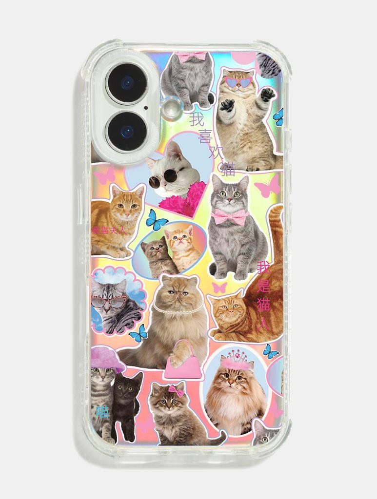 Cat Sticker Holo Foil Shock iPhone Case Phone Cases Skinnydip London