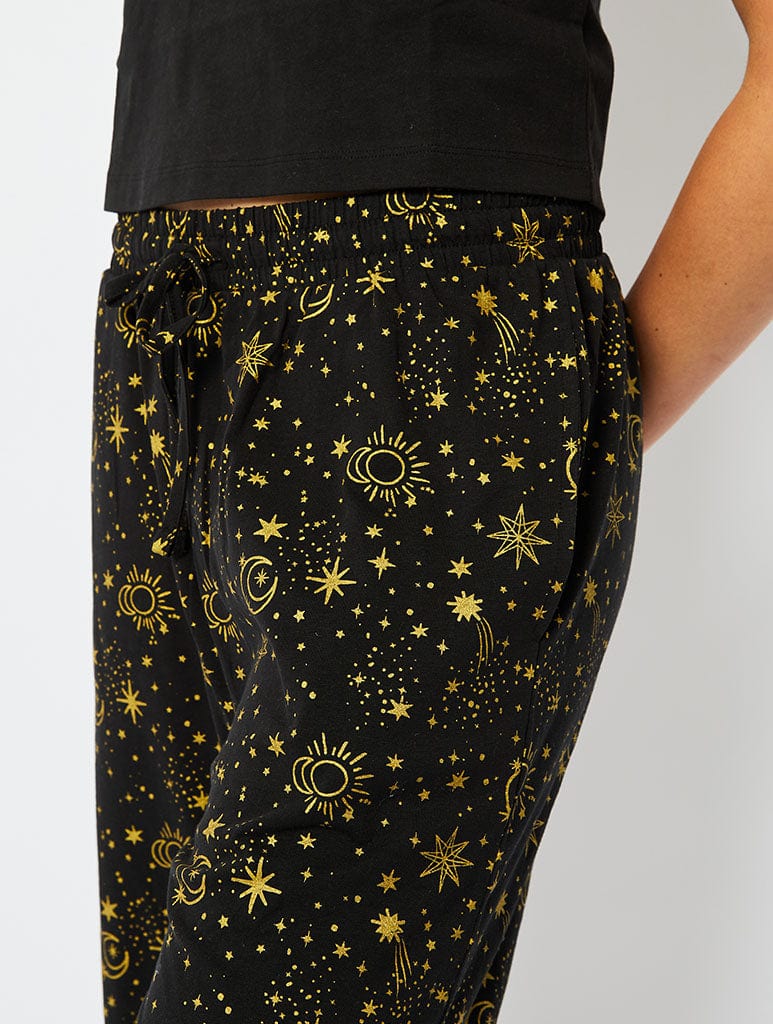 Celestial Cami & Trouser Pyjama Set in Black Lingerie & Nightwear Skinnydip London