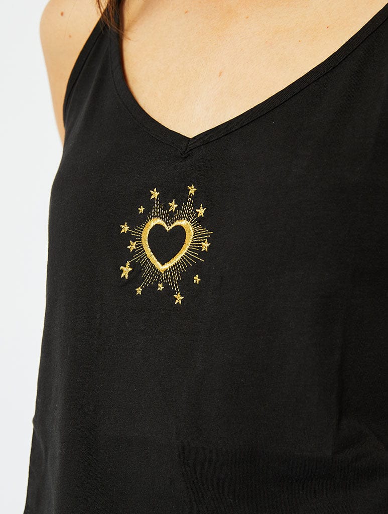 Celestial Cami & Trouser Pyjama Set in Black Lingerie & Nightwear Skinnydip London