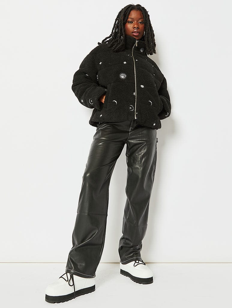 Celestial Embroidered Borg Puffer Jacket Coats & Jackets Skinnydip London