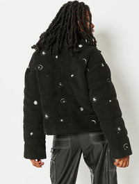 Celestial Embroidered Borg Puffer Jacket Coats & Jackets Skinnydip London