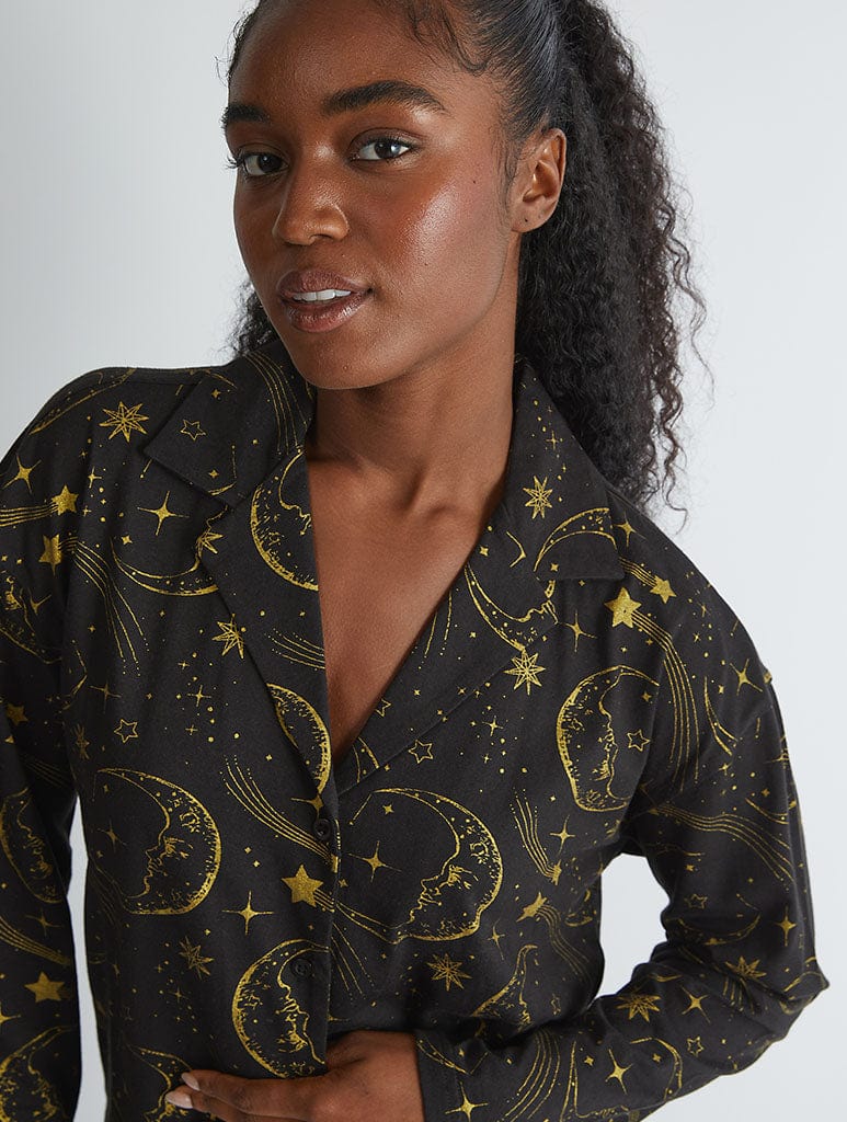 Celestial Pyjama Set in Black Lingerie & Nightwear Skinnydip London