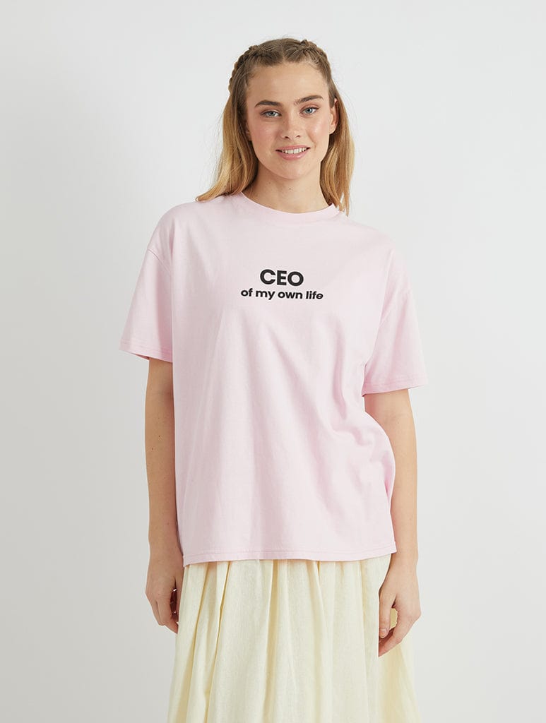 CEO of my Own Life T-Shirt In Pink Tops & T-Shirts Skinnydip London