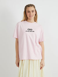 CEO of my Own Life T-Shirt In Pink Tops & T-Shirts Skinnydip London