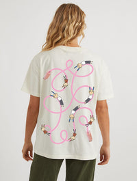 Charlie & Lola x Skinnydip Pink Milk Straw T-Shirt In White Tops & T-Shirts Skinnydip London