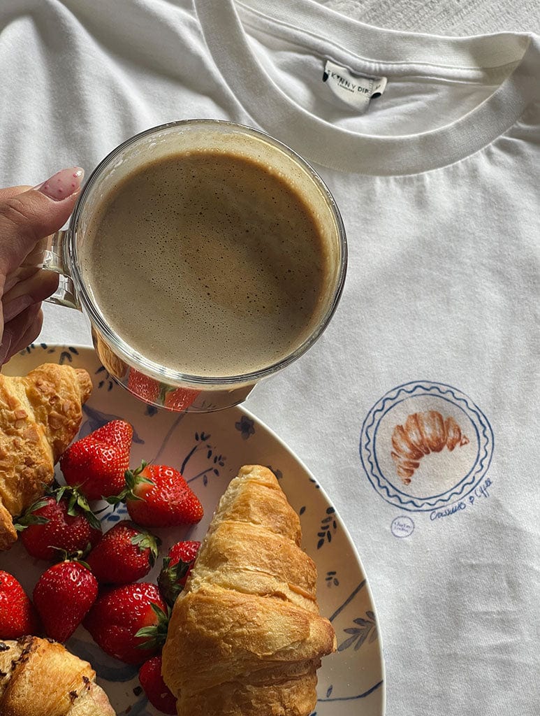 Charlotte Godfree x Skinnydip Croissants & Coffee T-Shirt Tops & T-Shirts Skinnydip London
