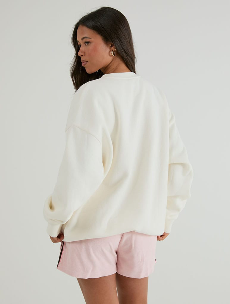 Chase Footballs Not Feelings Sweatshirt In White Hoodies & Sweatshirts Skinnydip London