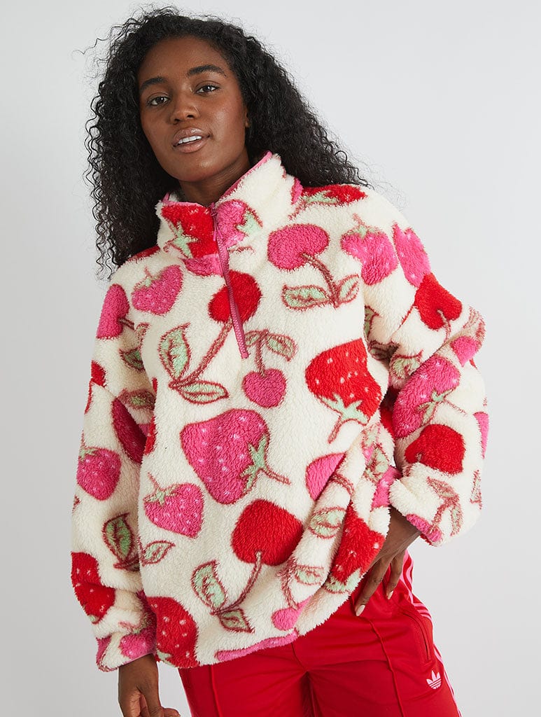 Cherry and Strawberry Longline Fleece Coats & Jackets Skinnydip London