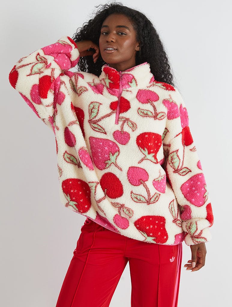 Cherry and Strawberry Longline Fleece Coats & Jackets Skinnydip London
