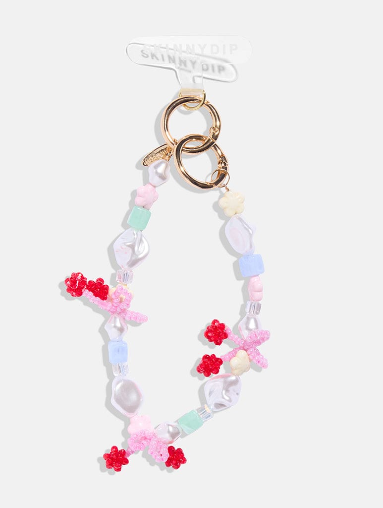 Cherry Bow Beaded Phone Charm Phone Grips Skinnydip London
