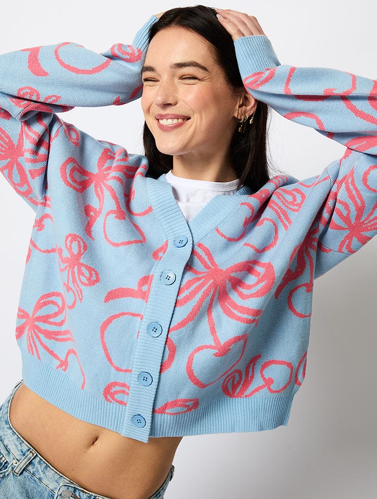 Cherry Bow Knitted Cardigan Jumpers & Cardigans Skinnydip London