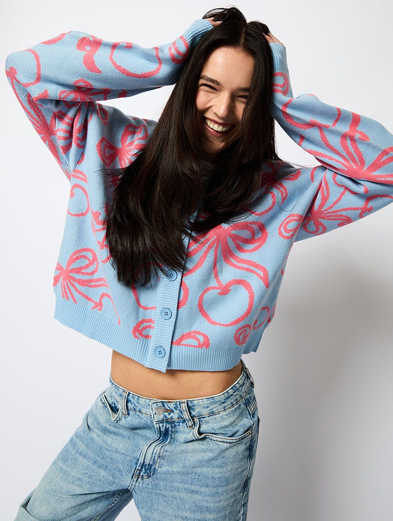 Cherry Bow Knitted Cardigan Jumpers & Cardigans Skinnydip London