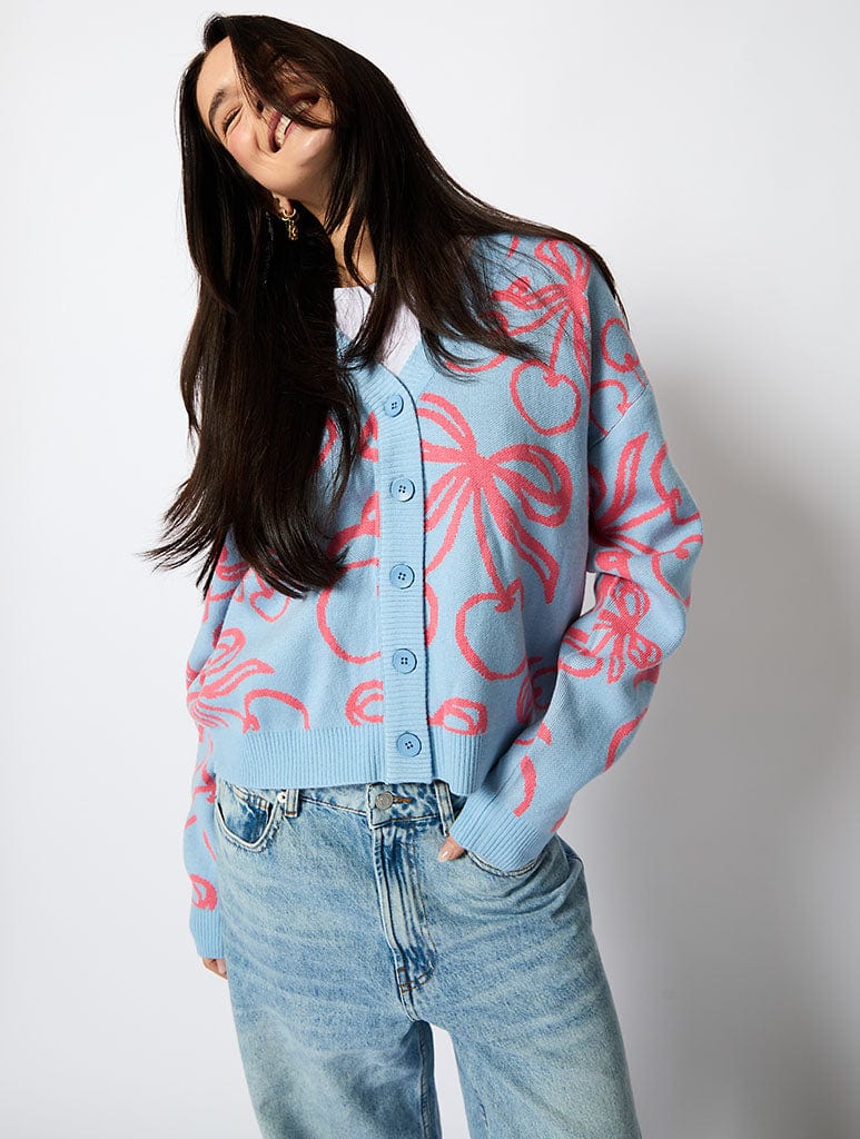 Cherry Bow Knitted Cardigan Jumpers & Cardigans Skinnydip London