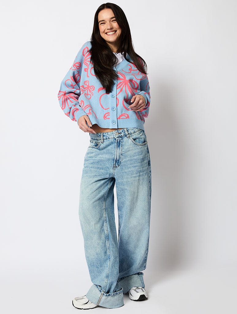 Cherry Bow Knitted Cardigan Jumpers & Cardigans Skinnydip London