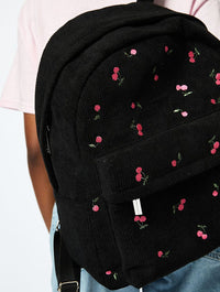 Cherry Embroidered Backpack in Black Bags Skinnydip London