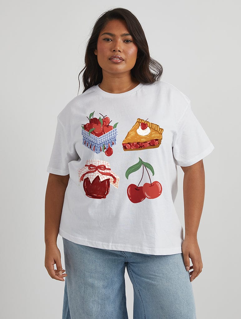 Cherry Food T-Shirt in Ecru Tops & T-Shirts Skinnydip London